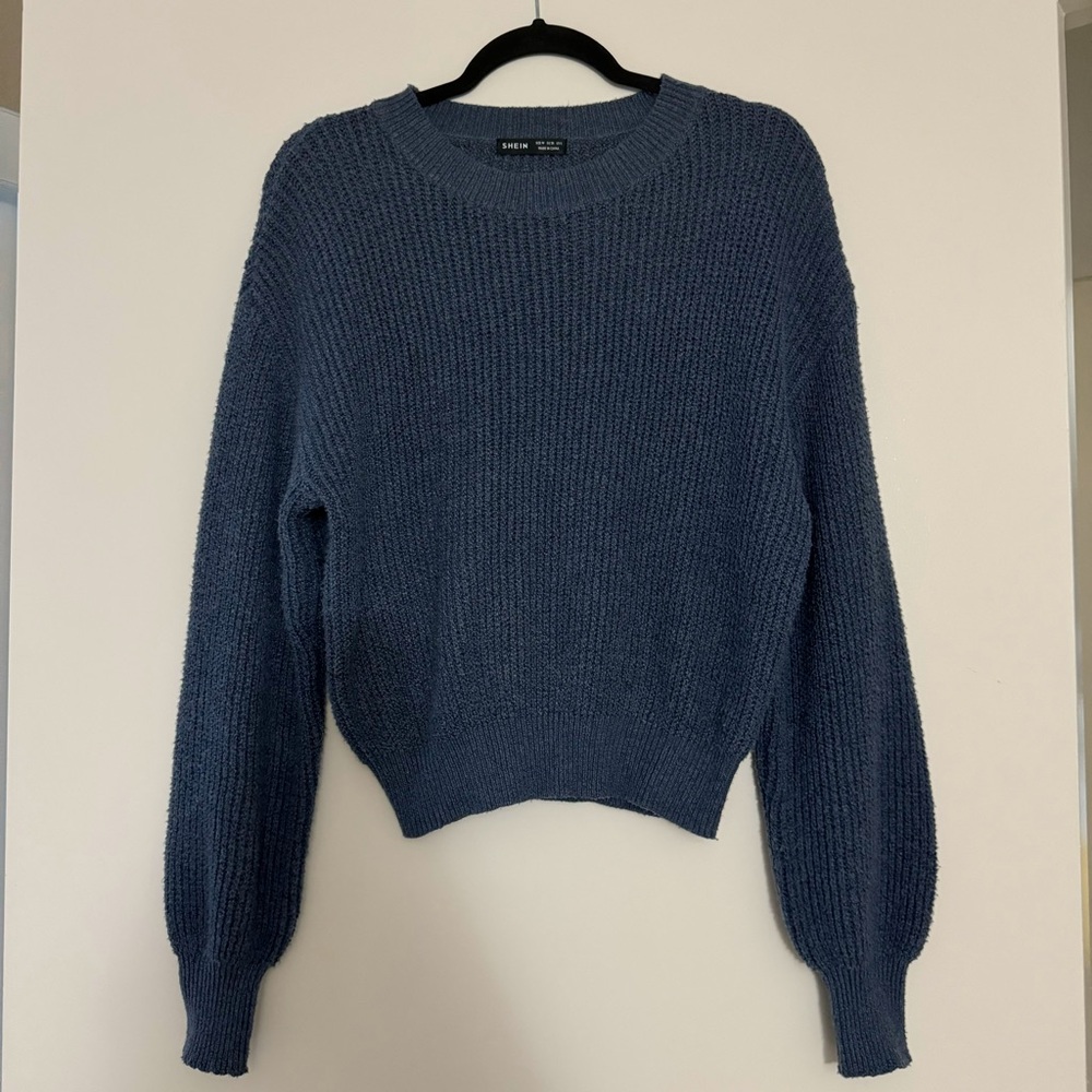 blue shein knitted top